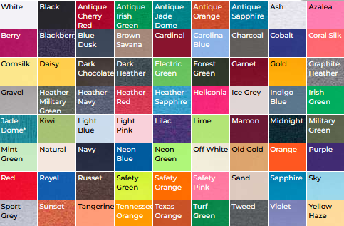 Gildan 5000 Color Swatch