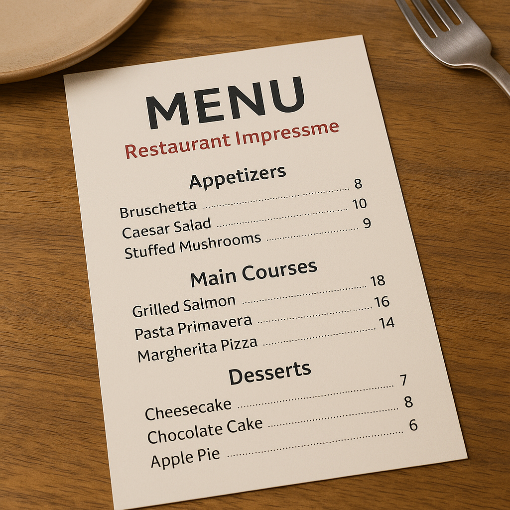 Impresión de Cartas y Menús de Restaurante - Envío a todo Chile