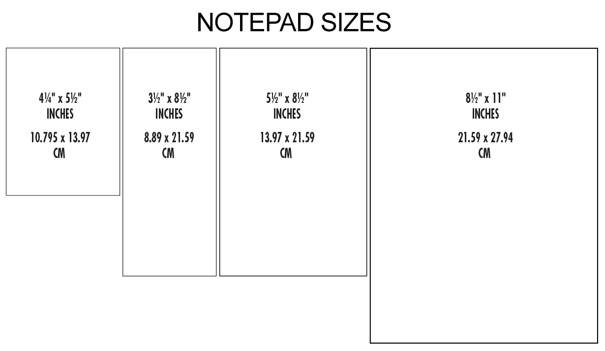 This notepad sizes guide