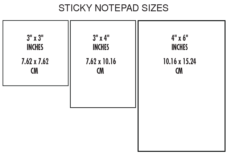 Sticky notepad size guide