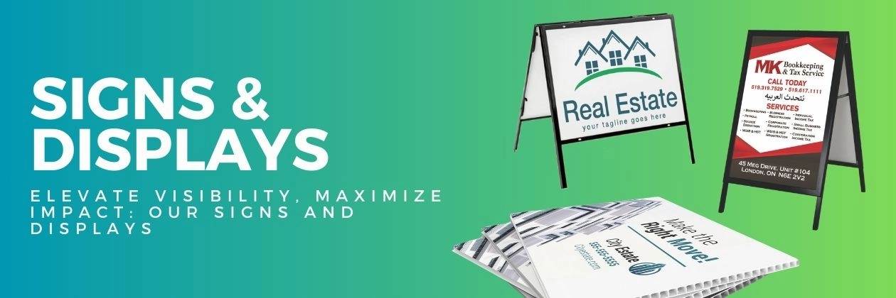 Our signs and displays, including coroplast, A-Frame Signs, Sandwich, Sidewalk signs