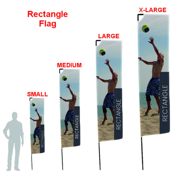 Rectangle flag signs designed for clear visibility and effective outdoor advertising, featuring a straightforward shape that