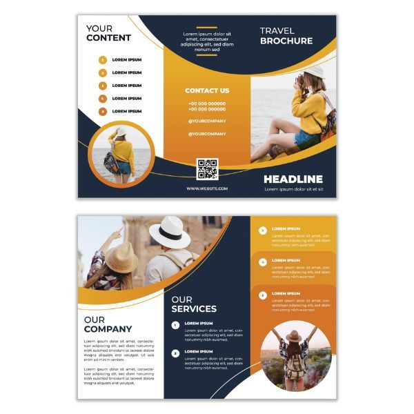 Professional brochures available in quantities up to 1000, designed for concise information delivery with vibrant printing an