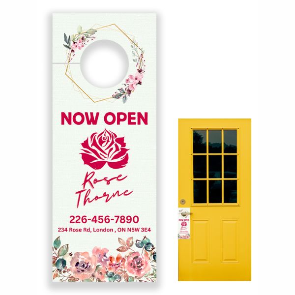 Door hangers for effective communication and promotion, featuring a durable design with customizable messaging, perfect for a