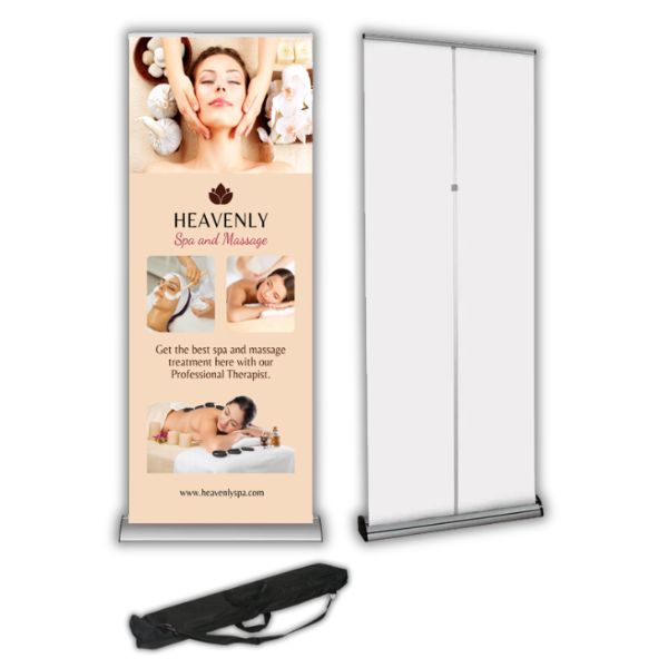 High-end pull-up banner with a smooth, easy-to-use retractable system and elegant design for maximum impact.