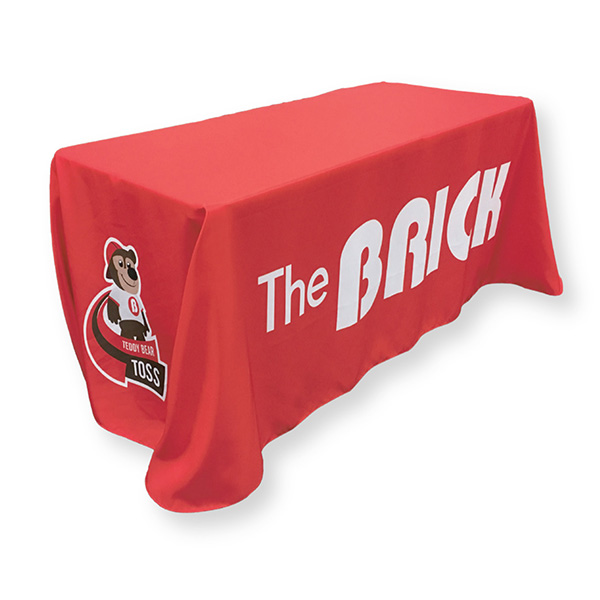 branded throw table cover idea
