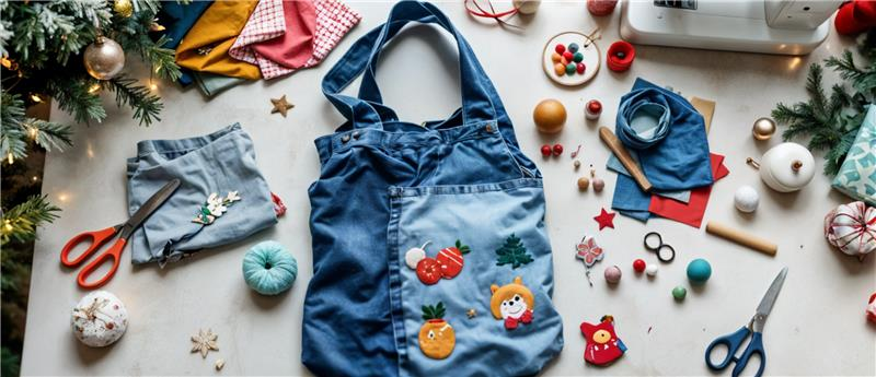 Upcycling Old Jeans into a Festive Tote Bag