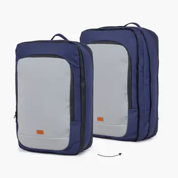 Expandable Backpack - Gray And Navy Blue