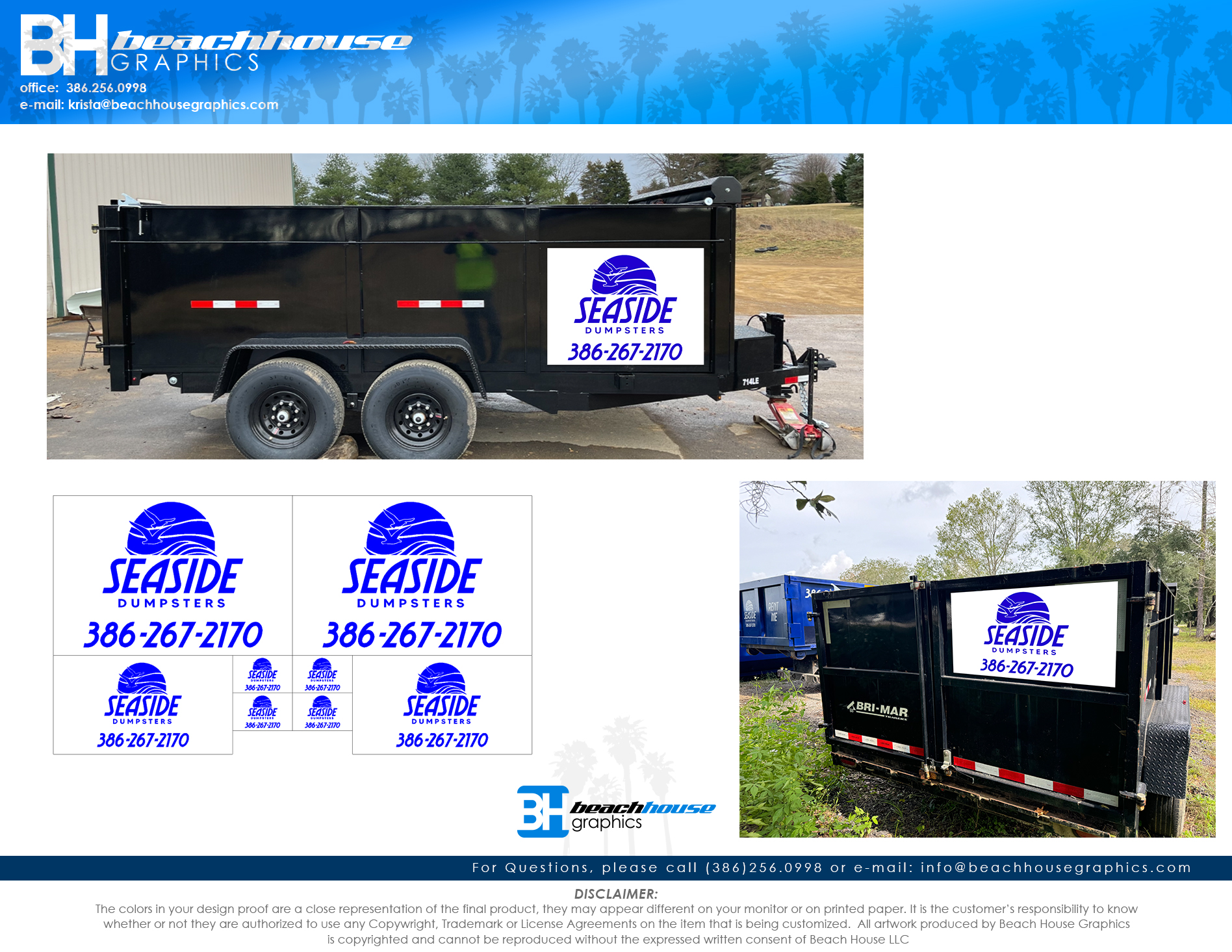 14' Dump Trailer Decals (Black)