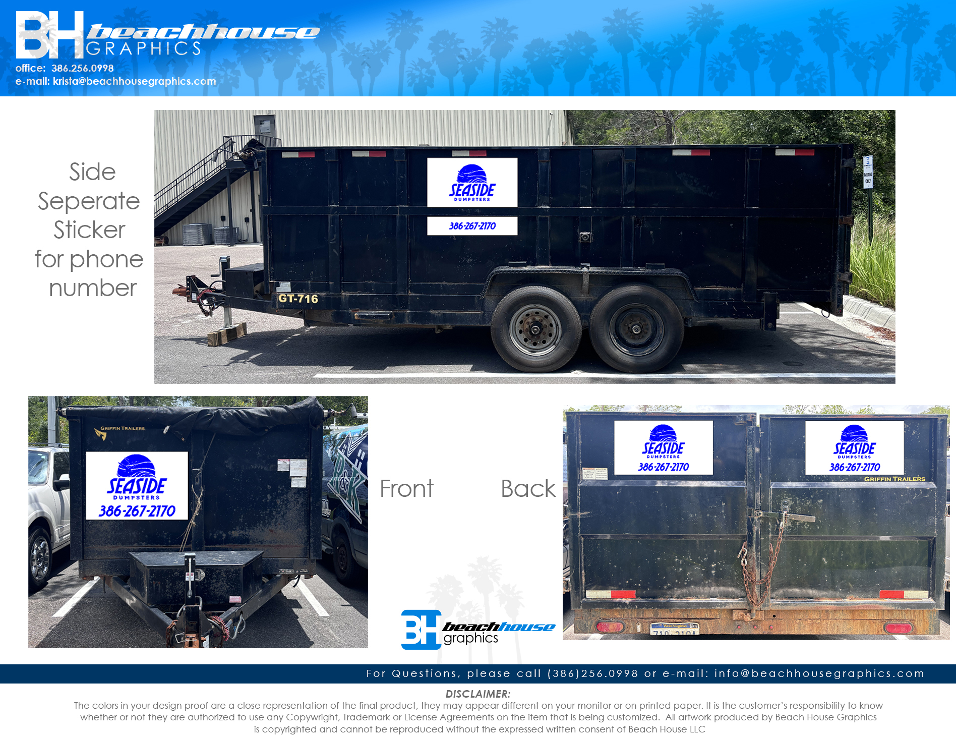 16' Dump Trailer Decals (Black)