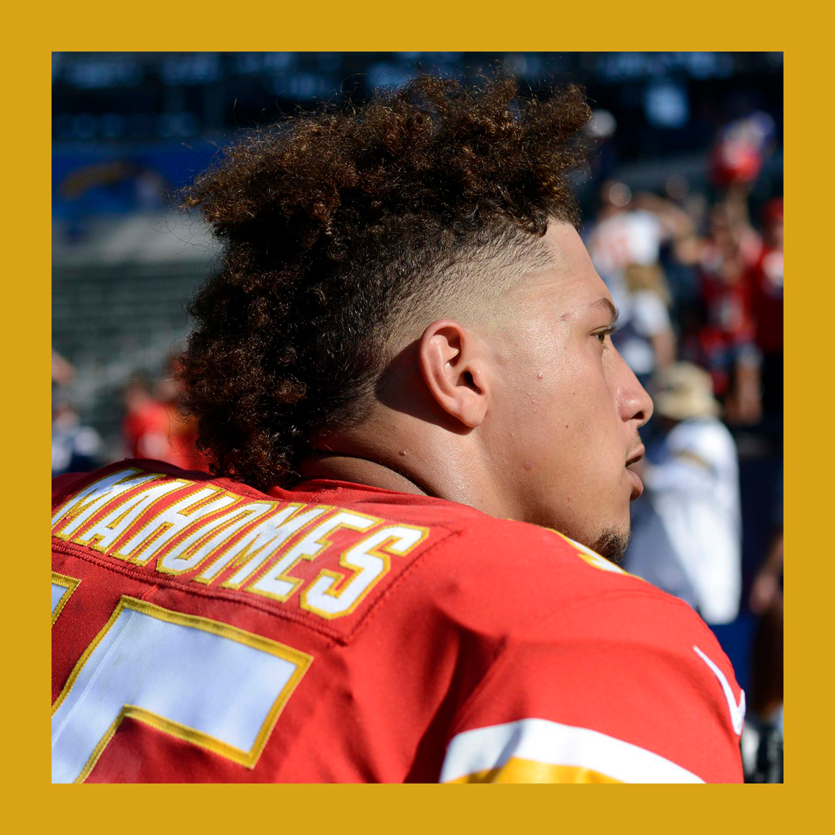Patrick Mahomes' haircut sustains injury.