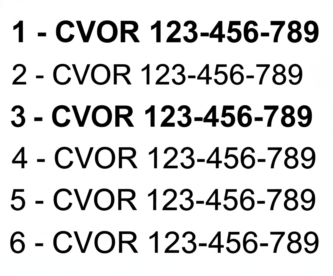 Example of CVOR Numbers Fonts
