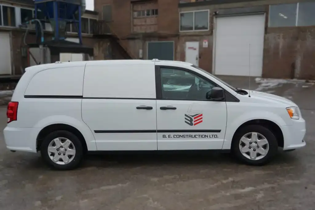 B.E.-Construction-Caravan Dodge Lettering-and-Decals Side angle