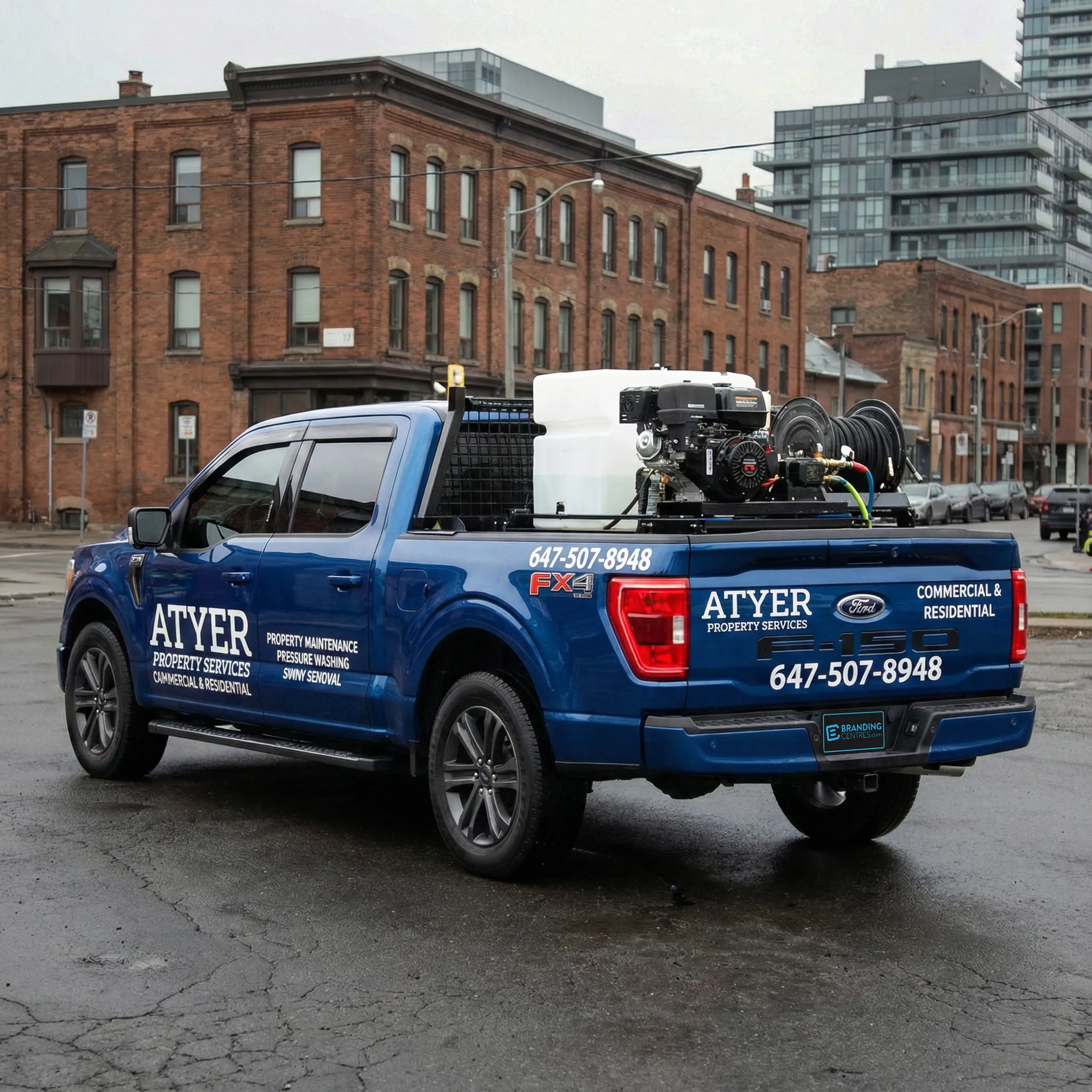 ATYER Property Services truck decal and lettering for professional business branding