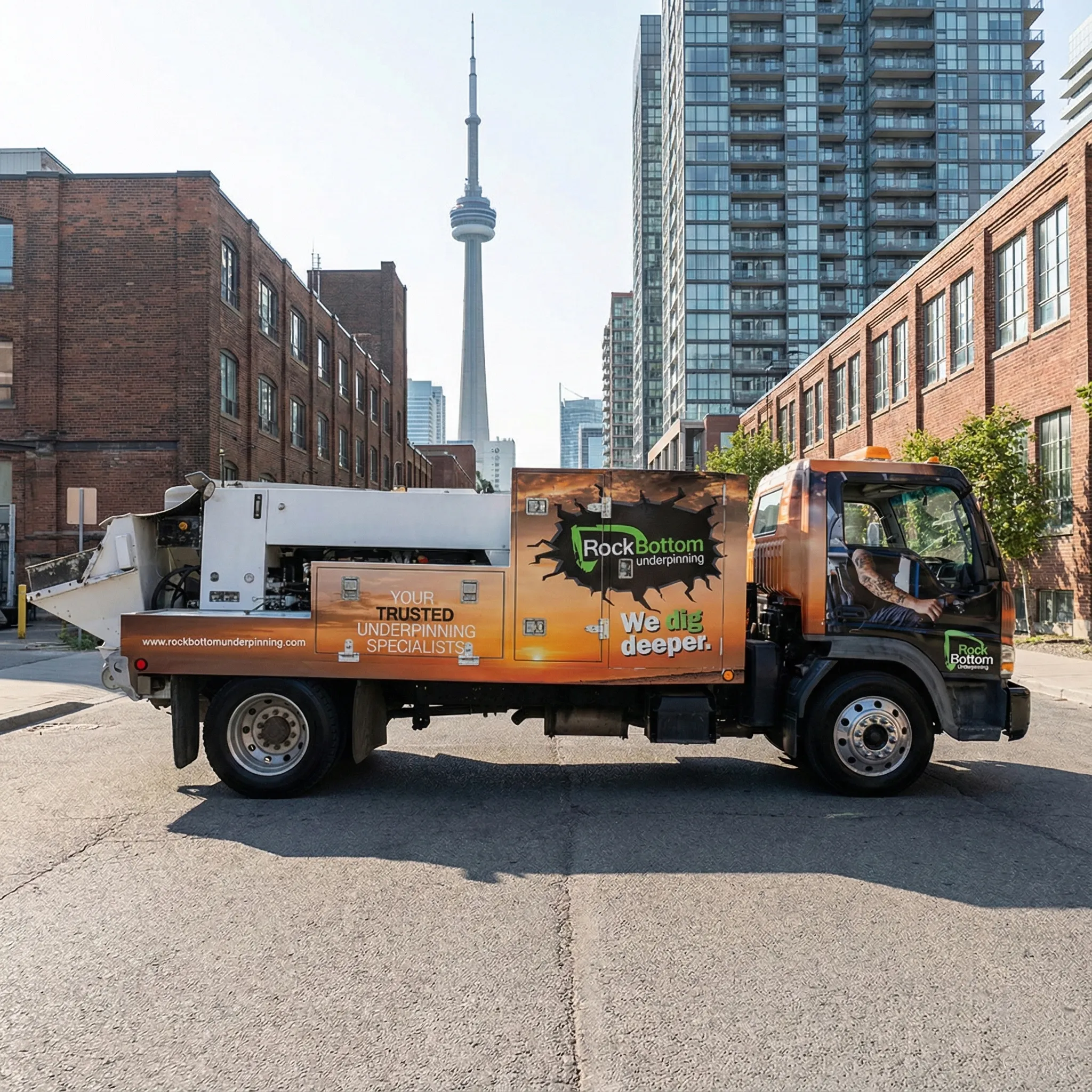 Full truck wrap showcasing Rockbottom branding