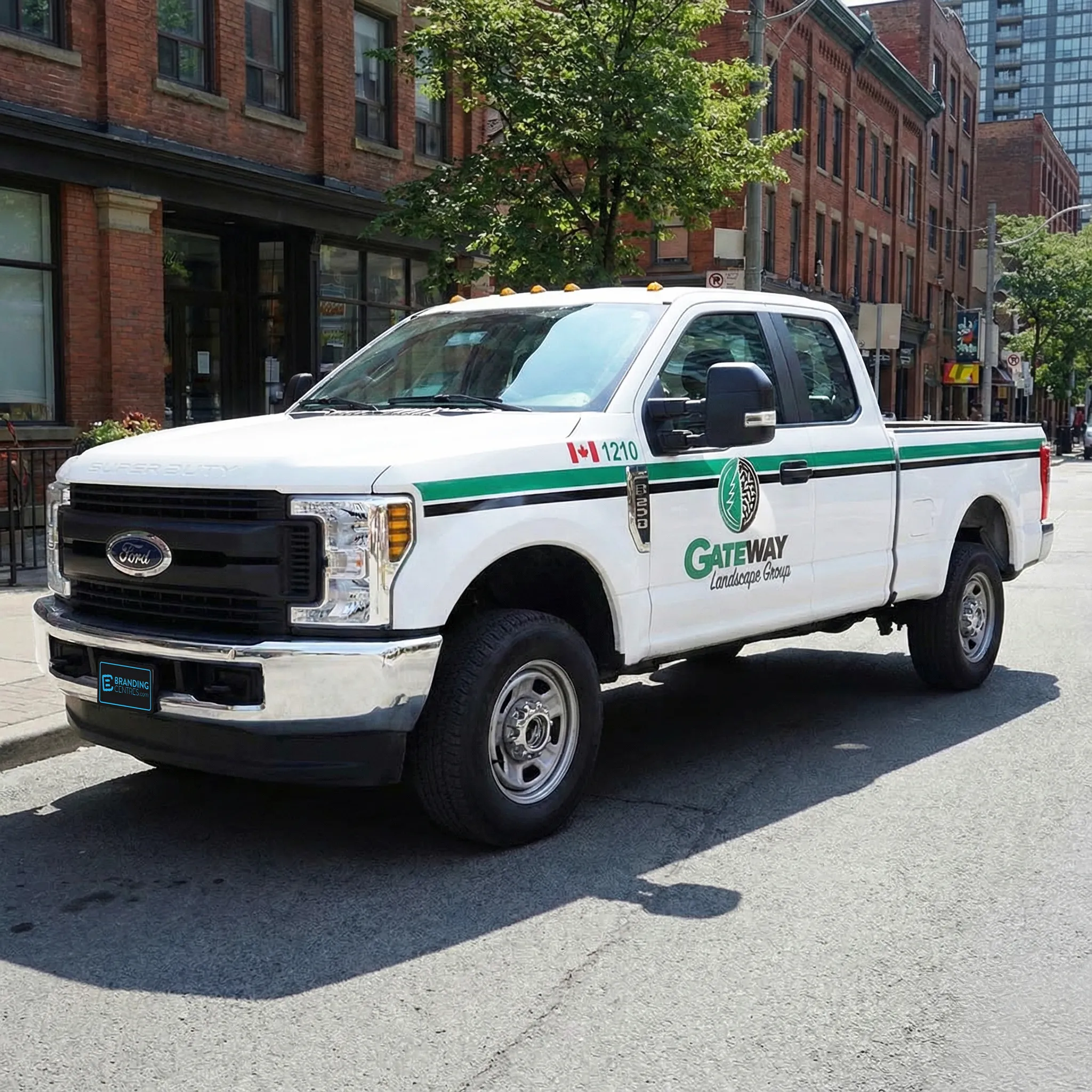 Partial truck wrap for Gateway Landscapes stripe design for high-impact branding