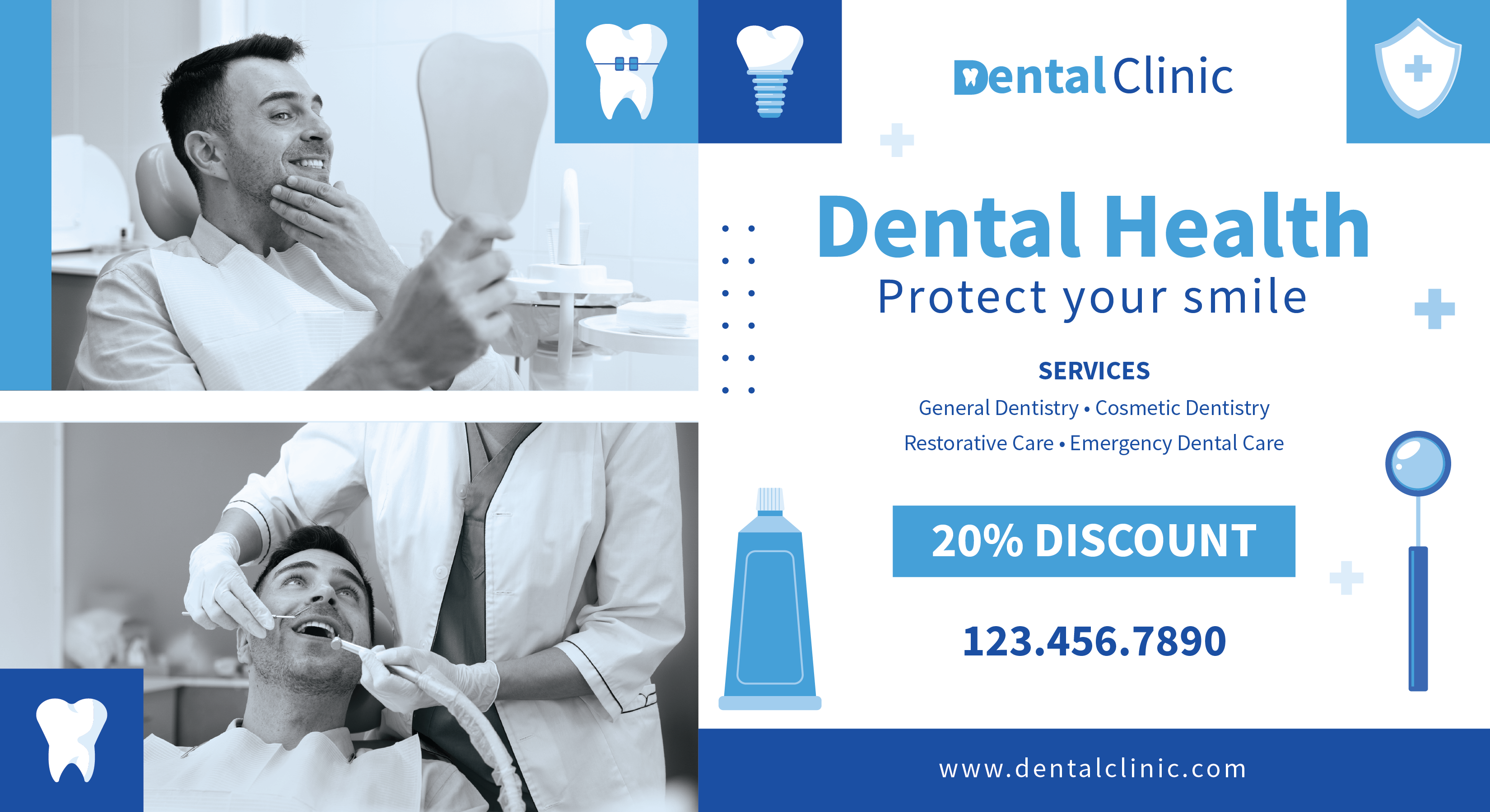 Dentist direct mail postcard – Dental Health – 20% Discount