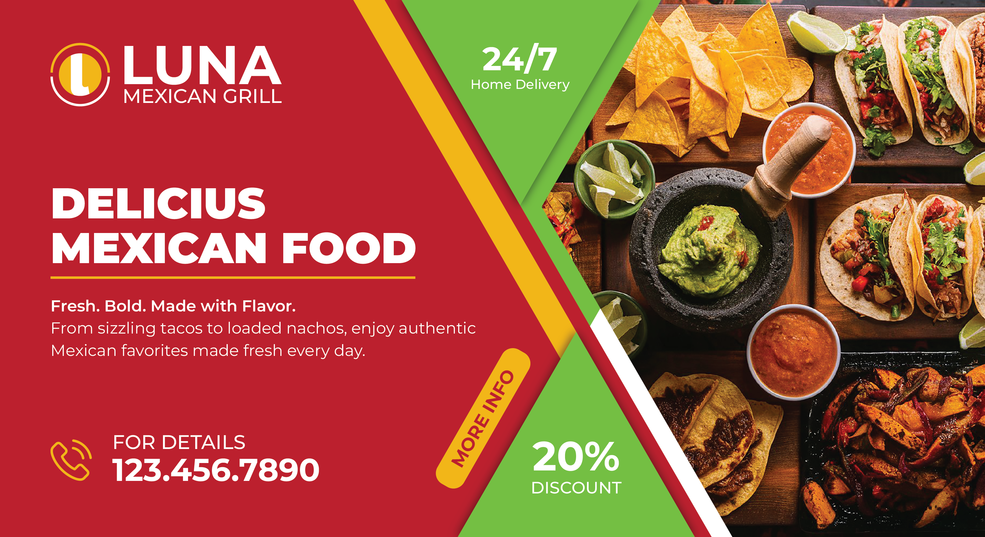 Restaurant direct mail postcard – Mexican Food – 20% Off