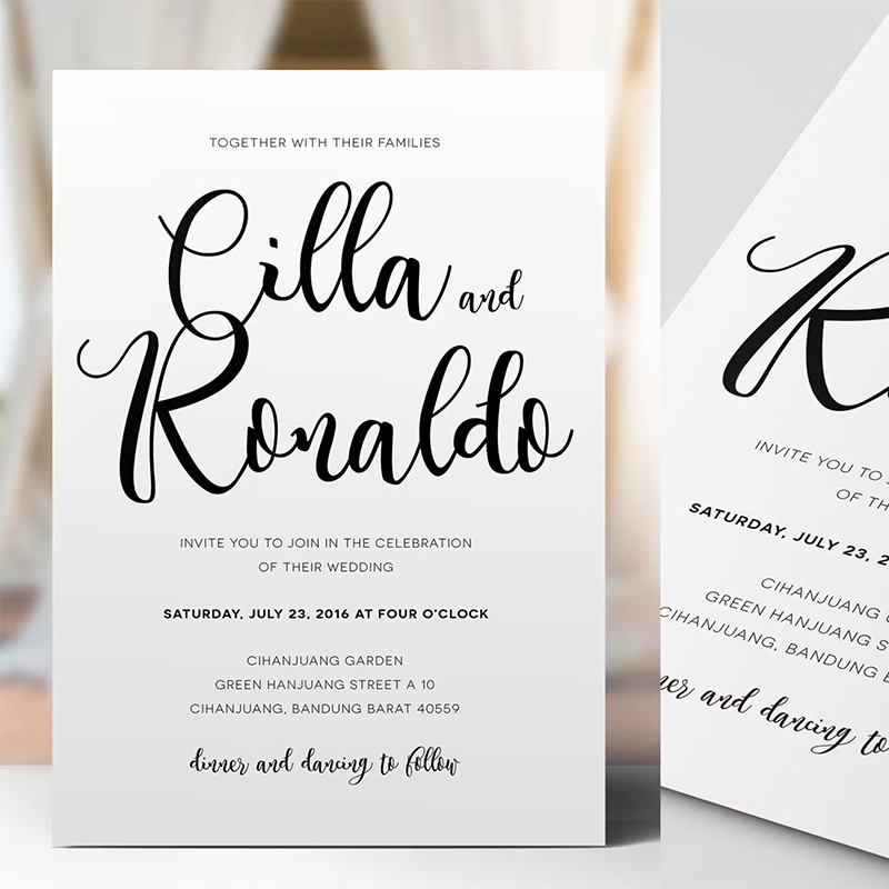 Full colour printed wedding invitations