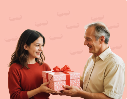 father and daughter holding gift