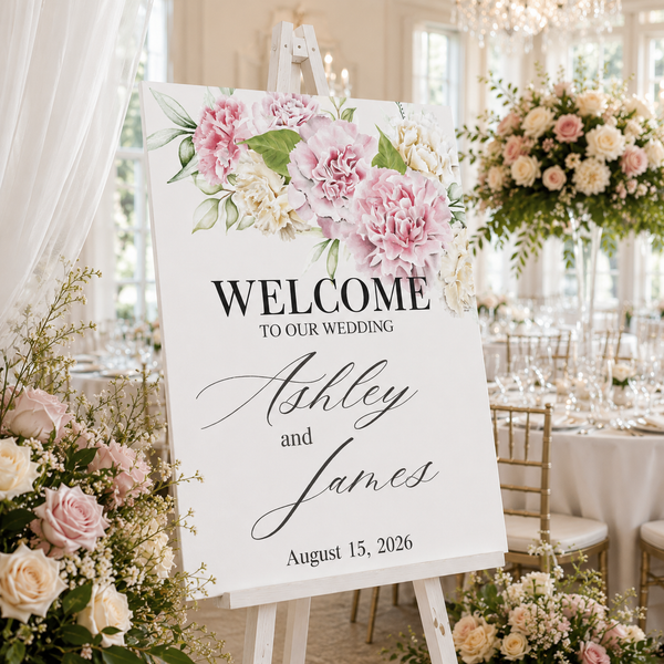 Watercolor Floral Wedding Sign