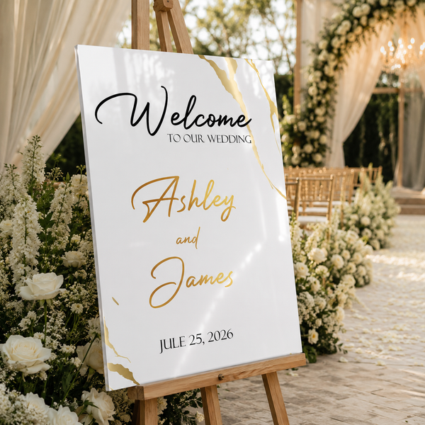 Gold Foil Elegant Wedding Sign