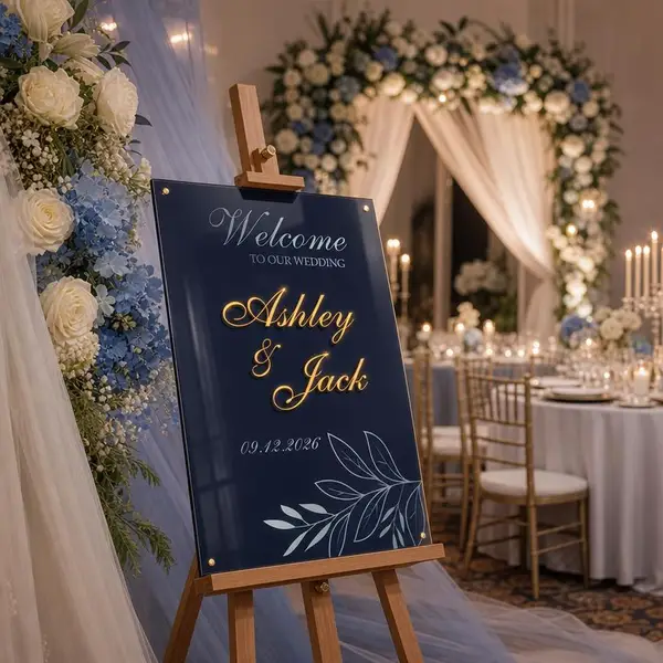 Navy & Gold Wedding Welcome Sign