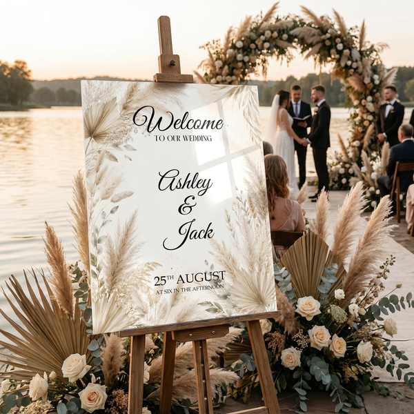 Pampas Boho Wedding Sign