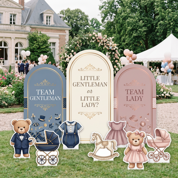 Little Gentleman or Little Lady Gender Reveal Backdrop Set