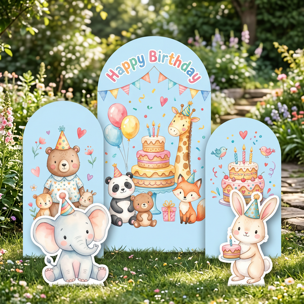 Happy Birthday Animal Backdrop Set
