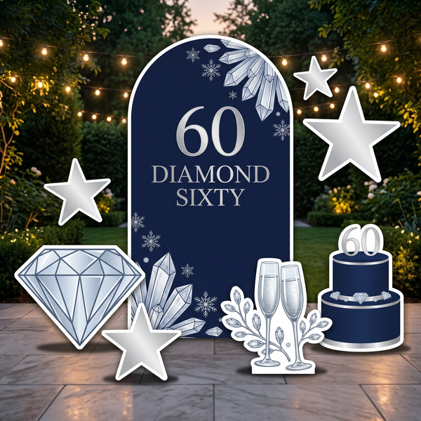 Diamond Sixty 60th Birthday Backdrop Set
