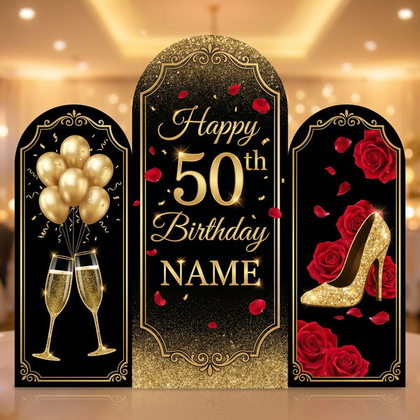 Personalized Happy 50th Birthday Backdrop Set