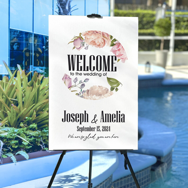 Floral White Wedding Sign