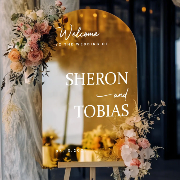 Gold Mirror Wedding Sign