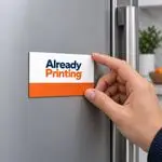 Magnetic business card placed on a refrigerator