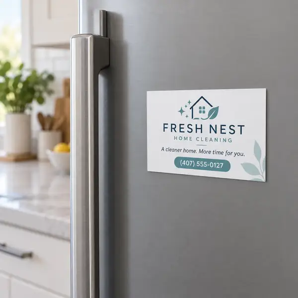 Sample magnetic business card — home cleaning