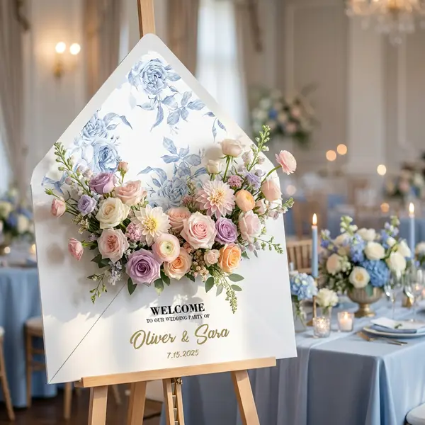 Custom envelope wedding sign without easel and flowers