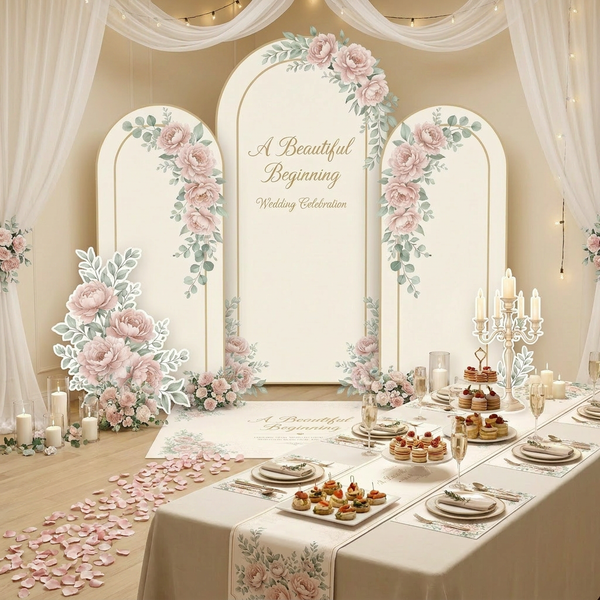 Blush Peony Wedding Backdrop Set 5