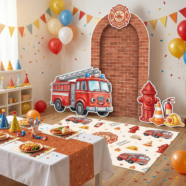 Fire Dept Birthday Backdrop Set 4