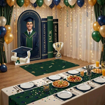 Personalized Navy Green Graduation Backdrop Set 4