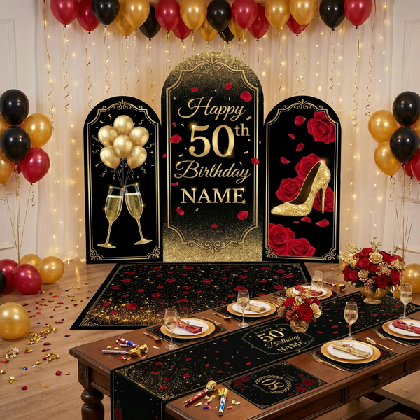 Personalized Happy 50th Birthday Backdrop Set 4