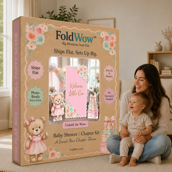 Pink Floral Teddy Bear Backdrop Set 9