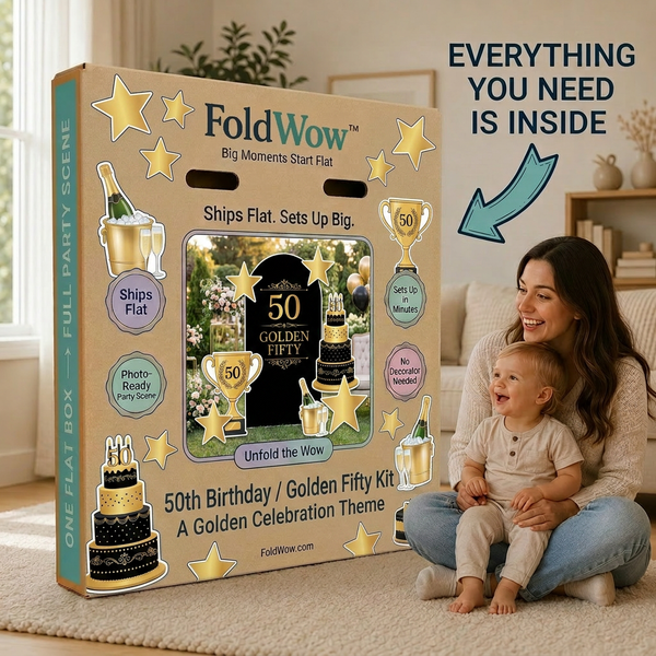 Golden Fifty 50th Birthday Backdrop Set 8