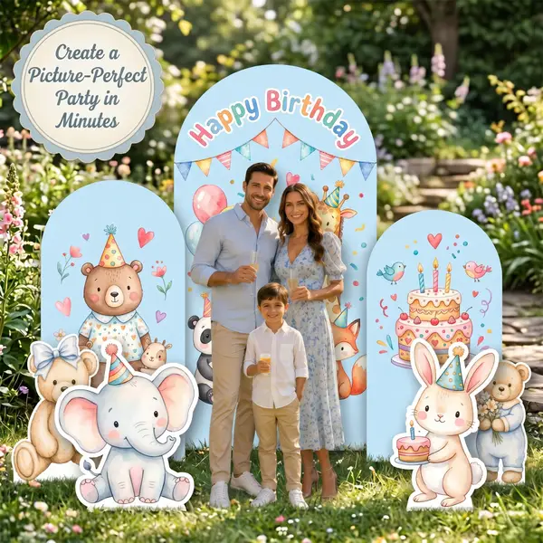 Happy Birthday Animal Backdrop Set 5