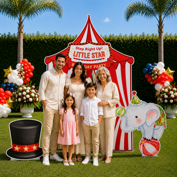 Circus Birthday Backdrop Set family lifestyle outdoor photo zone