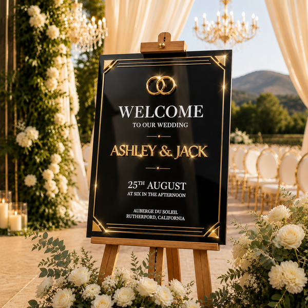 Black & Gold Luxury Wedding Sign 1