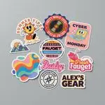 custom die-cut sticker pack, assorted vinyl stickers bundle, waterproof custom decals for branding and personal use USA