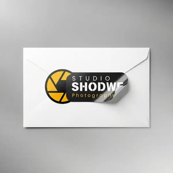 Business sticker with custom logo on envelope – professional branding sticker printing