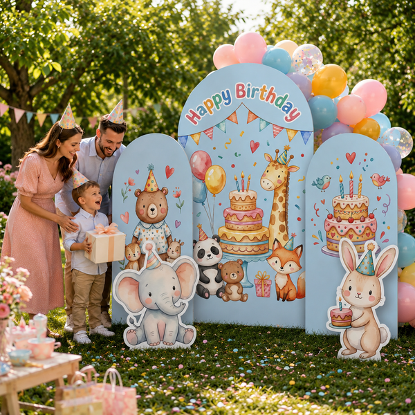 Happy Birthday Animal Backdrop Set