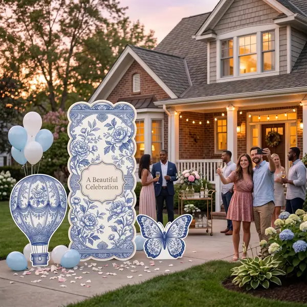 Beautiful Celebration Blue Floral Backdrop Set